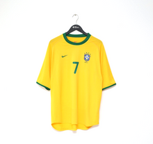 Load image into Gallery viewer, 2000/02 RONALDINHO #7 Brazil Vintage Nike Home Football Shirt (L) Olympics 2000
