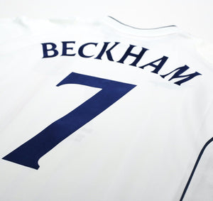 2001/03 BECKHAM #7 England Vintage Umbro Home Greece Football Shirt (L) WC 2002