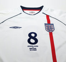 Load image into Gallery viewer, 2001/03 SCHOLES #8 England Vintage Umbro Home Football Shirt (XL) WC 2002 BRAZIL
