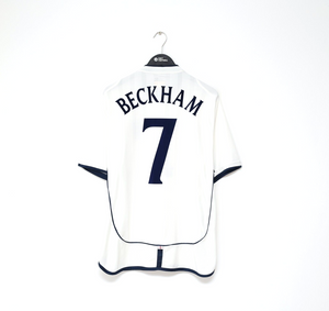 2001/03 BECKHAM #7 England Vintage Umbro Home Greece Football Shirt (XL) WC 2002