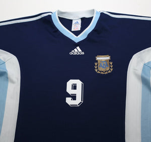 1998/99 BATISTUTA #9 Argentina Vintage adidas Away Football Shirt (M) WC 1998