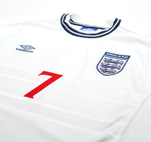 1999/01 BECKHAM #7 England Vintage Umbro Home Football Shirt (XL) Euro 2000