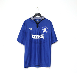 1995/97 KANCHELSKIS #17 Everton Vintage Umbro Home Football Shirt (XL)