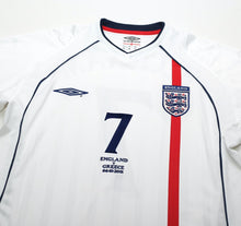 Load image into Gallery viewer, 2001/03 BECKHAM #7 England Vintage Umbro Home Greece Football Shirt (M) WC 2002
