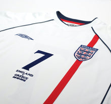 Load image into Gallery viewer, 2001/03 BECKHAM #7 England Vintage Umbro Home Greece Football Shirt (L) WC 2002
