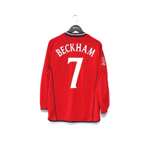 2002/04 BECKHAM #7 England Vintage Umbro Away LS Football Shirt XL Argentina WC