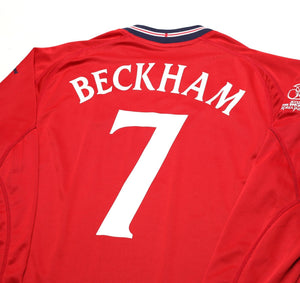 2002/04 BECKHAM #7 England Vintage Umbro Away LS Football Shirt XL Argentina WC