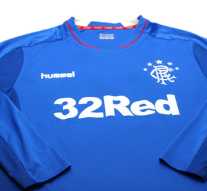 2018/19 RANGERS Hummel Long Sleeve Home Football Shirt Jersey (L/XL)