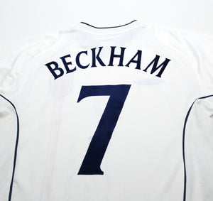 2001/03 BECKHAM #7 England Vintage Umbro Home Greece Football Shirt (M) WC 2002