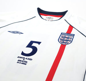 2001/03 FERDINAND #5 England Vintage Umbro Home Football Shirt (L) 2002 BRAZIL
