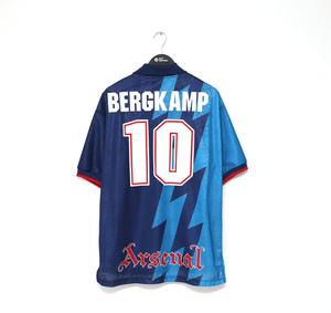 1995/96 BERGKAMP #10 Arsenal Vintage Nike Away SIGNED Football Shirt (XL) BNWOT