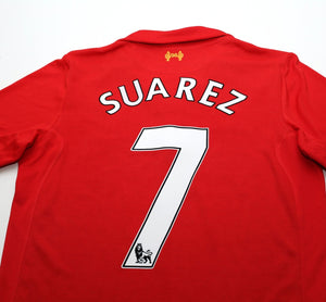 2012/13 SUAREZ #7 Liverpool Vintage Warrior Home Football Shirt Jersey (S)