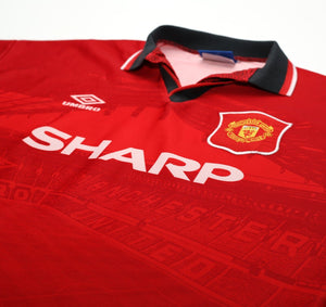 1994/96 CANTONA #7 Manchester United Vintage Umbro Home Football Shirt (L)