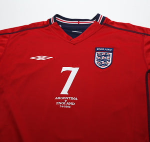 2002/04 BECKHAM #7 England Vintage Umbro Away Football Shirt (L) Argentina WC