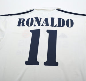 2002/03 RONALDO #11 Real Madrid Vintage adidas Home Football Shirt (L)