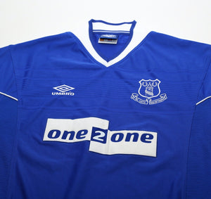 1999/00 CAMPBELL #9 Everton Vintage Umbro Home Football Shirt (M)