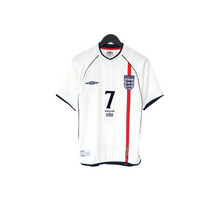 Load image into Gallery viewer, 2001/03 BECKHAM #7 England Vintage Umbro Home Greece Football Shirt (S) WC 2002
