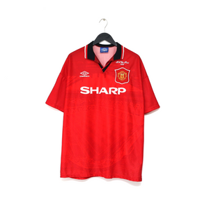 1994/96 CANTONA #7 Manchester United Vintage Umbro FA Cup 96 Football Shirt (XL)