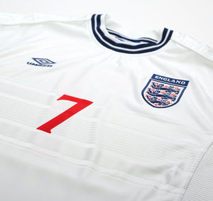 1999/01 BECKHAM #7 England Vintage Umbro Home Football Shirt (XL) Euro 2000