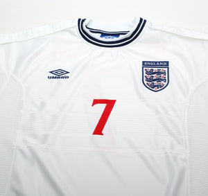 1999/01 BECKHAM #7 England Vintage Umbro Home Football Shirt (M) Euro 2000