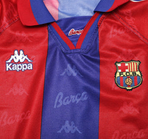 1995/97 Barcelona Vintage Kappa Home Football Shirt Jersey (L) Ronaldo Era