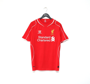 2014/15 GERRARD #8 Liverpool Vintage Warrior Home Football Shirt (M)