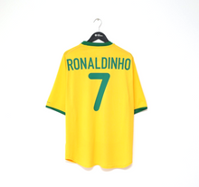 Load image into Gallery viewer, 2000/02 RONALDINHO #7 Brazil Vintage Nike Home Football Shirt (L) Olympics 2000
