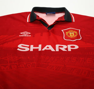 1994/96 CANTONA #7 Manchester United Vintage Umbro Home Football Shirt (L)