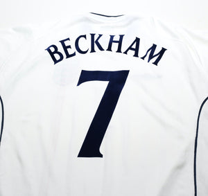 2001/03 BECKHAM #7 England Vintage Umbro Home Greece Football Shirt XXL WC 2002