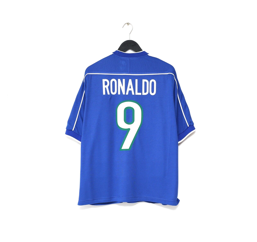 1998/00 RONALDO #9 Brazil Vintage Nike WC 98 Away Football Shirt (L)