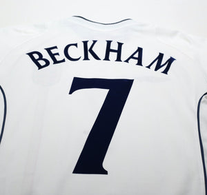 2001/03 BECKHAM #7 England Vintage Umbro Home Greece Football Shirt (S) WC 2002