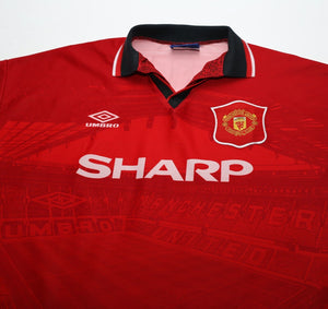 1994/96 CANTONA #7 Manchester United Vintage Umbro Home Football Shirt (L)