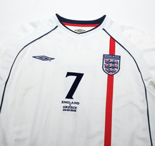 Load image into Gallery viewer, 2001/03 BECKHAM #7 England Vintage Umbro Home Greece Football Shirt (L) WC 2002
