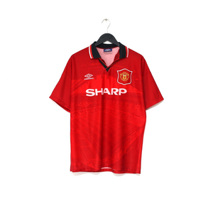 1994/96 CANTONA #7 Manchester United Vintage Umbro Home Football Shirt (L)