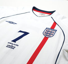 Load image into Gallery viewer, 2001/03 BECKHAM #7 England Vintage Umbro Home Greece Football Shirt (M) WC 2002
