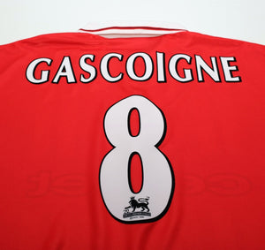 1998/99 GASCOIGNE #8 Middlesbrough Vintage Errea Home Football Shirt (L)