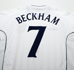 2001/03 BECKHAM #7 England Vintage Umbro Home Greece Football Shirt (M) WC 2002