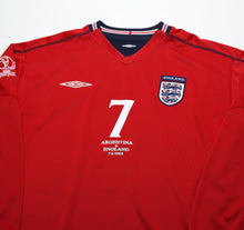 Load image into Gallery viewer, 2002/04 BECKHAM #7 England Vintage Umbro Away LS Football Shirt XL Argentina WC

