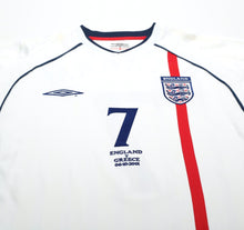 Load image into Gallery viewer, 2001/03 BECKHAM #7 England Vintage Umbro Home Greece Football Shirt (L) WC 2002
