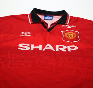 1994/96 CANTONA #7 Manchester United Vintage Umbro FA Cup 96 Football Shirt (XL)