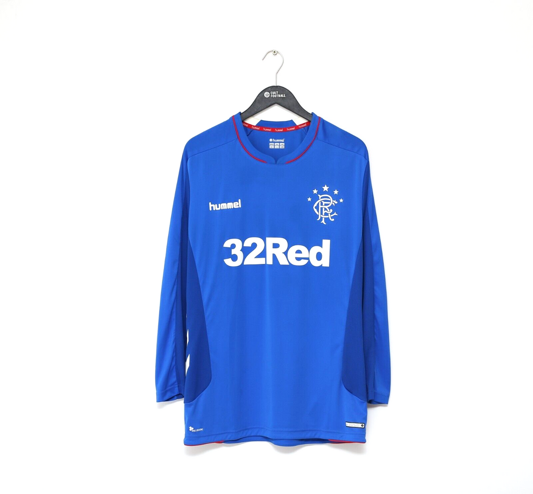 2018/19 RANGERS Hummel Long Sleeve Home Football Shirt Jersey (L/XL)