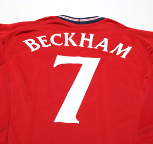 2002/04 BECKHAM #7 England Vintage Umbro Away LS Football Shirt XL Argentina WC