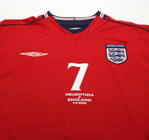 2002/04 BECKHAM #7 England Vintage Umbro Away Football Shirt (XL) Argentina WC