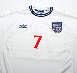 1999/01 BECKHAM #7 England Vintage Umbro Home Football Shirt (XL) Euro 2000