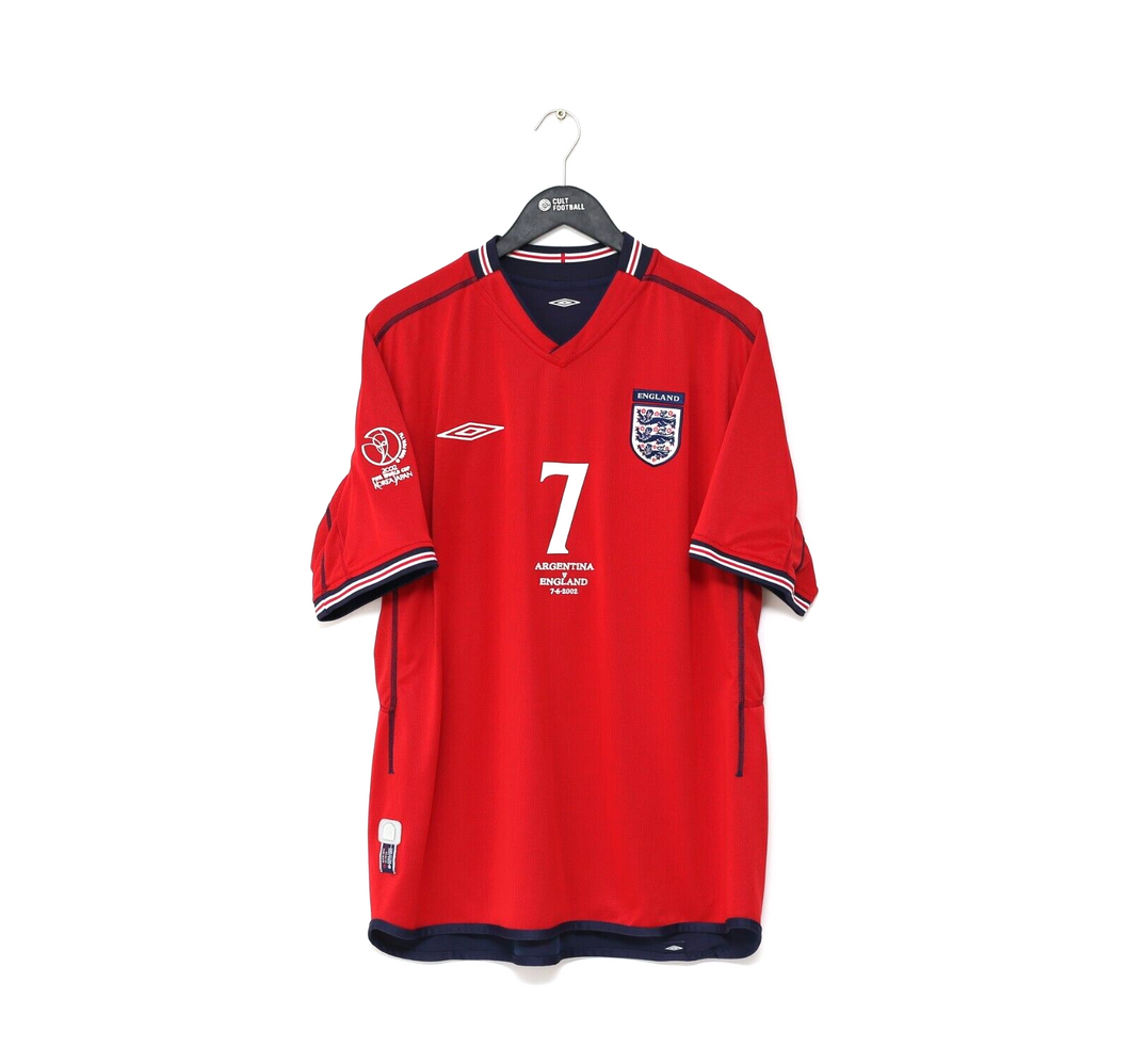 2002/04 BECKHAM #7 England Vintage Umbro Away Football Shirt (XL) Argentina WC