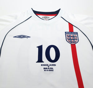 2001/03 OWEN #10 England Vintage Umbro Home Football Shirt (S) WC 2002 BRAZIL