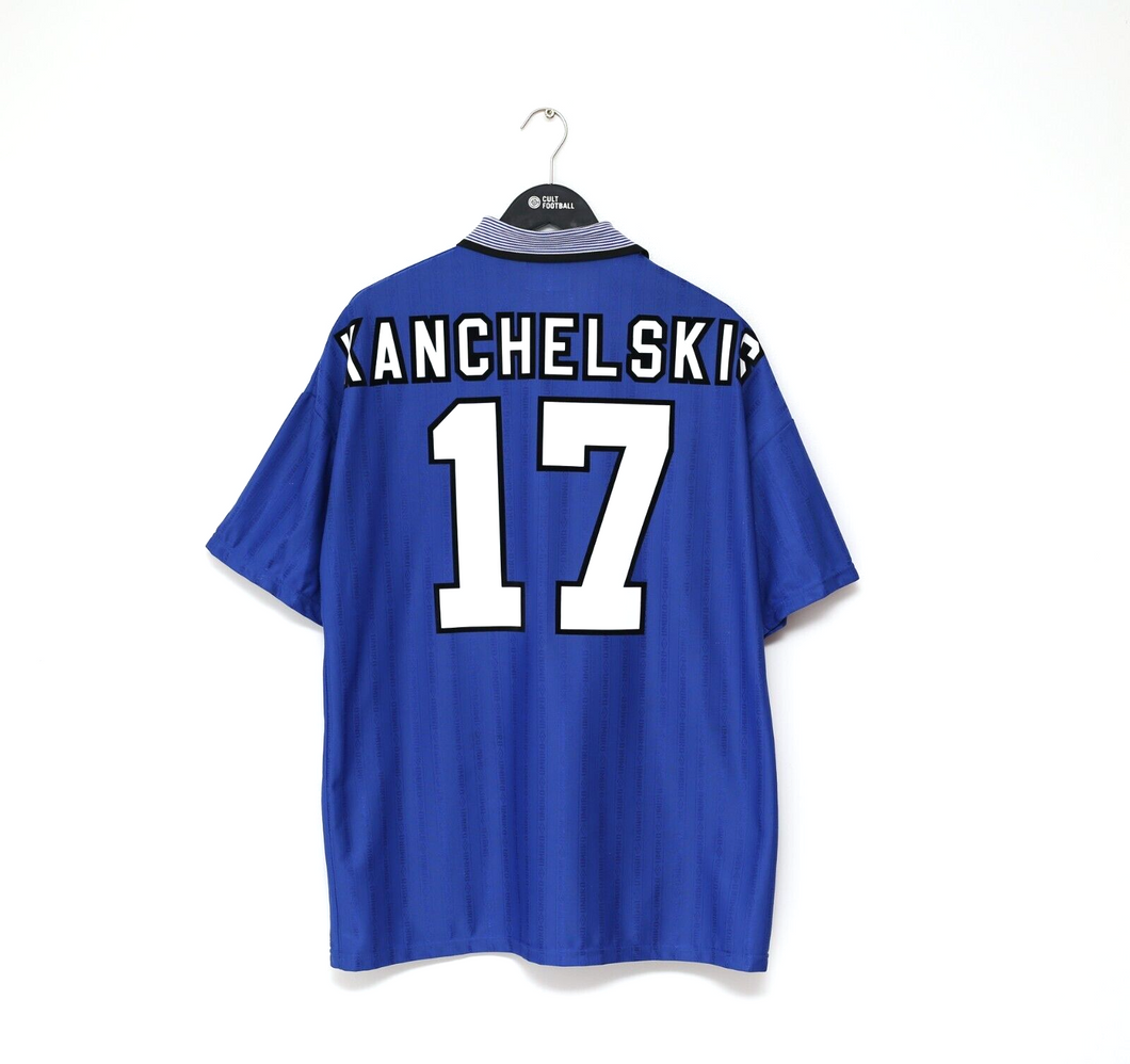 1995/97 KANCHELSKIS #17 Everton Vintage Umbro Home Football Shirt (XL)