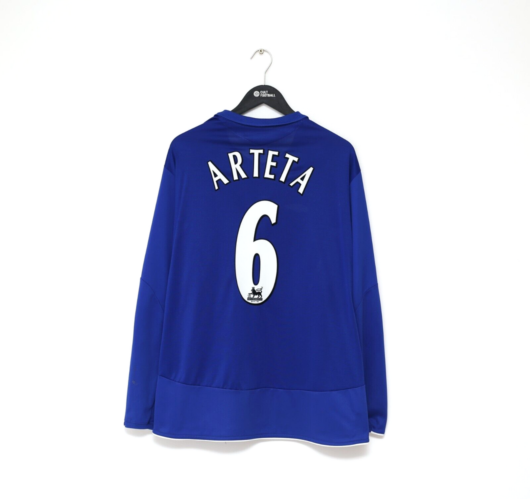 2005/06 ARTETA #6 Everton Vintage Umbro Long Sleeve Home Football Shirt (XXL)