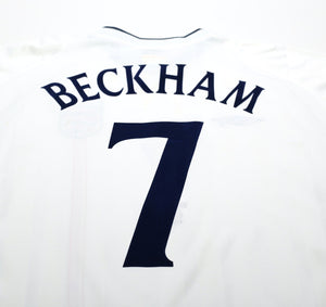 2001/03 BECKHAM #7 England Vintage Umbro Home Greece Football Shirt (L) WC 2002