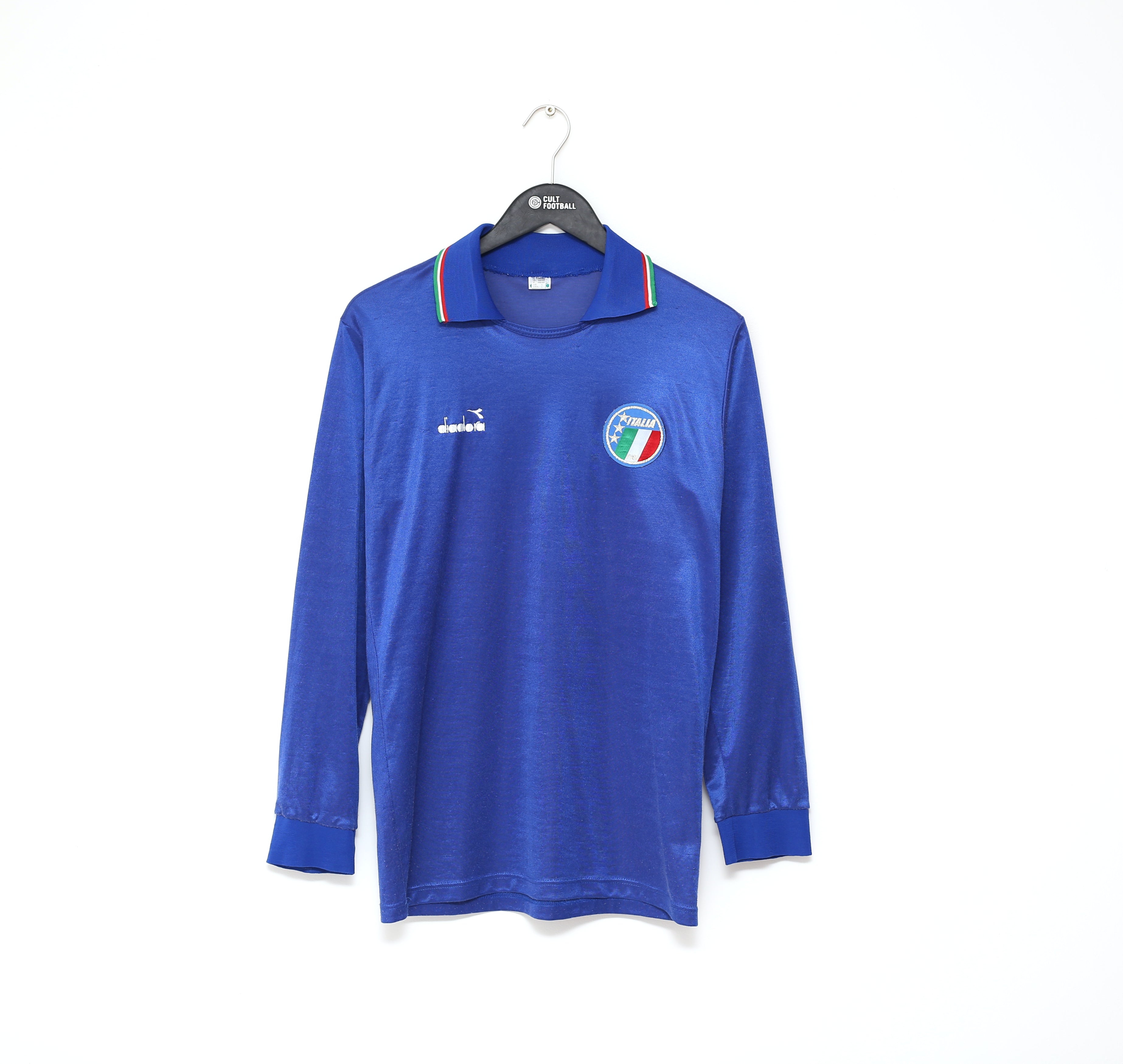 1986/90 ITALY Vintage Diadora Football Shirt Jersey (S/M) Maldini ...